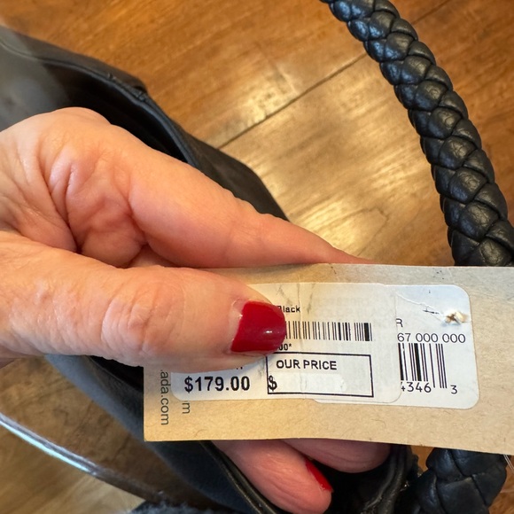 Clark’s Leather auberdine black w/ Braided Handle Hobo Slouchy Purse NWT $179 - Picture 5 of 10